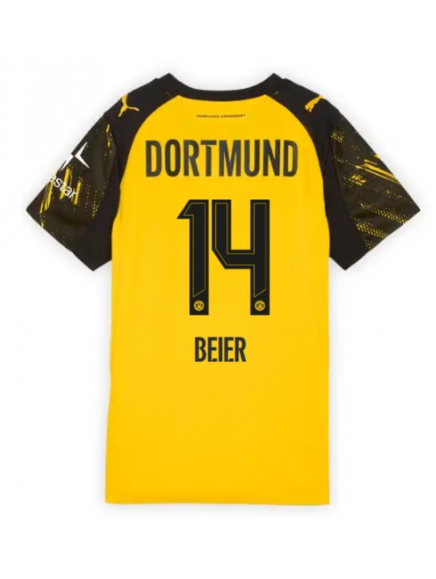 Borussia Dortmund Maximilian Beier #14 Heimtrikot für Frauen 2025-26 Kurzarm Borussia Dortmund Maximilian Beier #14 Heimtrikot für Frauen 2025-26 Kurzarm